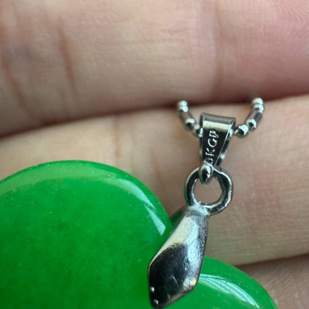 Sterling Silver Green Aventurine Heart Necklace - Picture 5 of 8